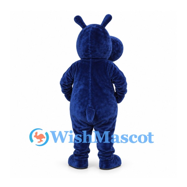 Dark Blue Hippo Mascot Costume with Upright Ears