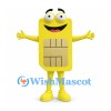 SIM Card Mascot Costume in Yellow with Smiling Face