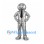 Silver Robot Mascot Costume with Round Head and Black Tie