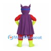 Superhero Mascot Costume with Purple Mask and Red Suit