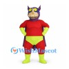 Superhero Mascot Costume with Purple Mask and Red Suit