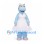 Blue Hippo Mascot Costume with White Dress and Flower Crown