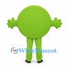 Green Circle Mascot Costume with Smiling Face