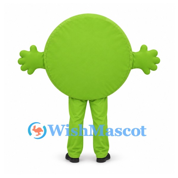 Green Circle Mascot Costume with Smiling Face