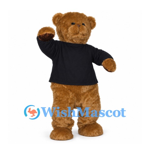 Brown Bear Mascot Costume with Black T-Shirt