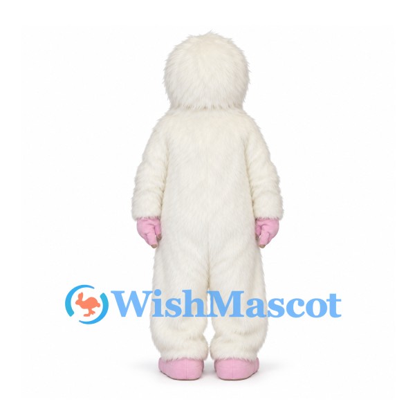 White Yeti Mascot Costume with Pink Face and Feet