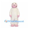 White Yeti Mascot Costume with Pink Face and Feet