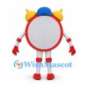 Alarm Clock Mascot Costume in Red and White with Yellow Bells