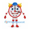 Alarm Clock Mascot Costume in Red and White with Yellow Bells