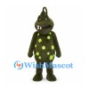 Green Monster Mascot Costume with Lime Spots and Two Fangs