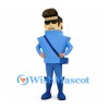 Man Mascot Costume with Blue Suit and Black Sunglasses