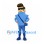 Man Mascot Costume with Blue Suit and Black Sunglasses