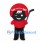 Hockey Puck Mascot Costume with Red Helmet and Hockey Sticks