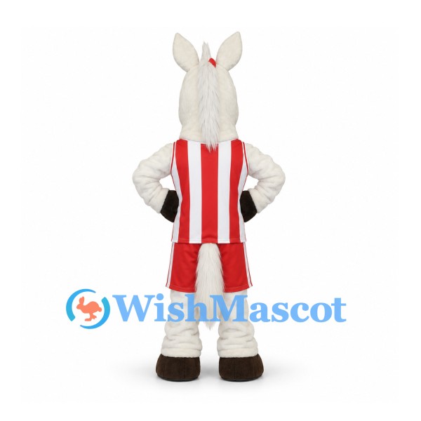 White Horse Mascot Costume with Red and White Sports Uniform