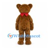 Brown Bear Mascot Costume with Red Neck Scarf