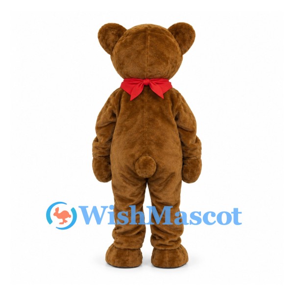 Brown Bear Mascot Costume with Red Neck Scarf