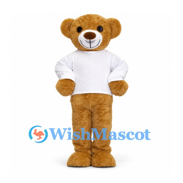 Teddy Bear Mascot Costume with White T-Shirt