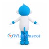 Blue and White Monkey Mascot Costume with Long Tail