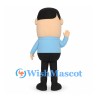 Businessman Mascot Costume with Blue Shirt and Orange Tie