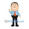 Businessman Mascot Costume with Blue Shirt and Orange Tie