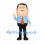 Businessman Mascot Costume with Blue Shirt and Orange Tie
