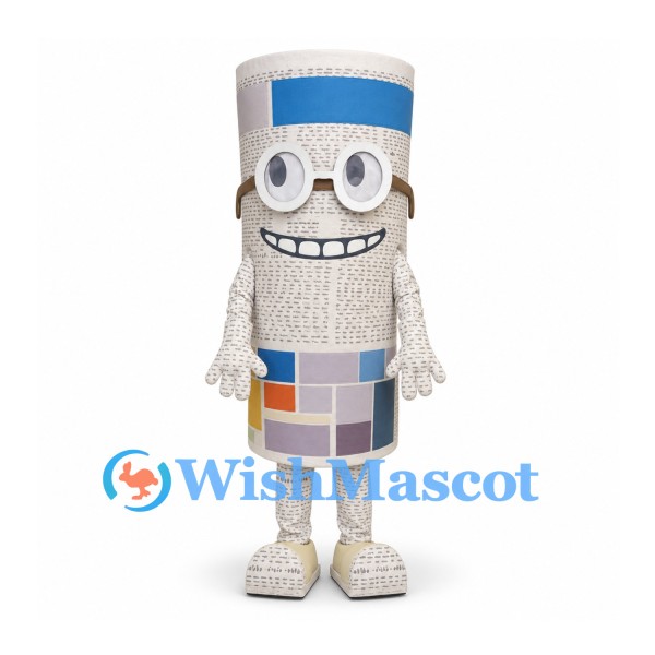 Mosaic Tile Roll Mascot Costume with Round Glasses