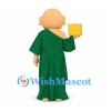 Monk Mascot Costume with Green Robe and Yellow Cup