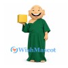 Monk Mascot Costume with Green Robe and Yellow Cup