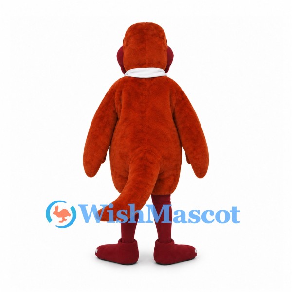 Brown Dinosaur Mascot Costume with White Scarf
