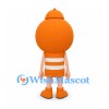 One-Eyed Orange Mascot Costume with Striped Outfit and Cap
