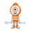 One-Eyed Orange Mascot Costume with Striped Outfit and Cap