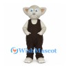 Gray Mouse Mascot Costume with Brown Overalls