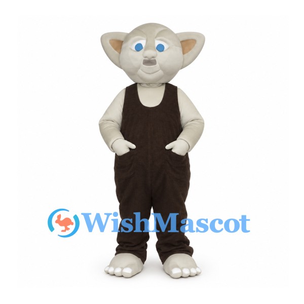 Gray Mouse Mascot Costume with Brown Overalls