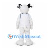 White Dog Mascot Costume with Black Ears and Sports Shirt