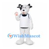 White Dog Mascot Costume with Black Ears and Sports Shirt