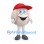 Baseball Mascot Costume with Red Cap
