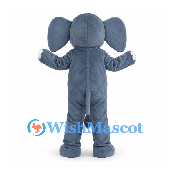 Gray Elephant Mascot Costume with White Tusks