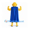 Superhero Mascot Costume in Yellow with Blue Cape