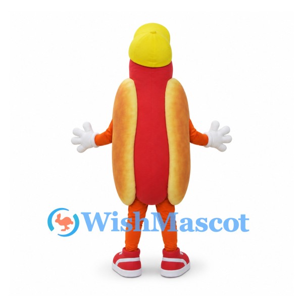 Hot Dog Mascot Costume with Yellow Cap