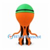 Octopus Mascot Costume in Orange with Green Swim Cap