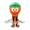 Octopus Mascot Costume in Orange with Green Swim Cap