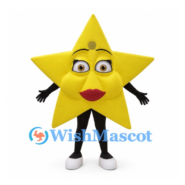 Star Mascot Costume in Yellow with Glasses