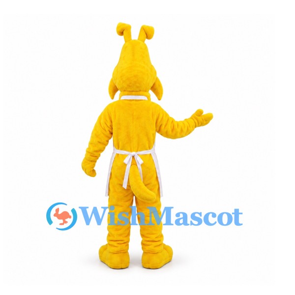 Dog Mascot Costume in Yellow with White Apron