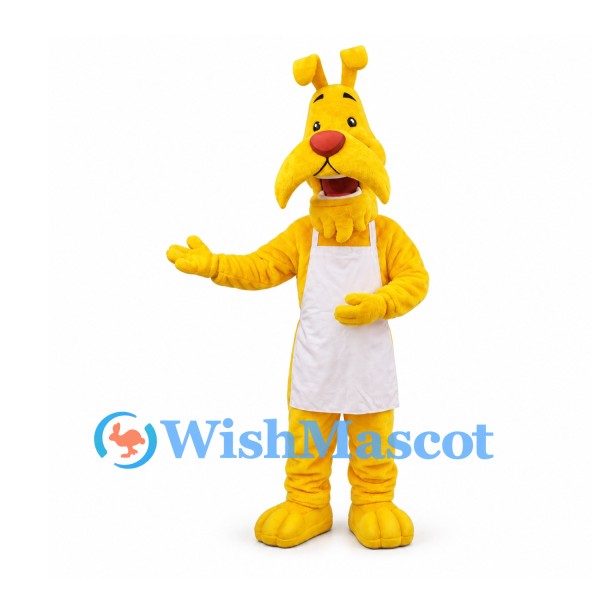 Dog Mascot Costume in Yellow with White Apron