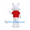 Cat Mascot Costume in White with Red Shirt