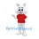 Cat Mascot Costume in White with Red Shirt