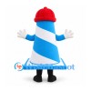 Lighthouse Mascot Costume in Blue and White with Red Cap
