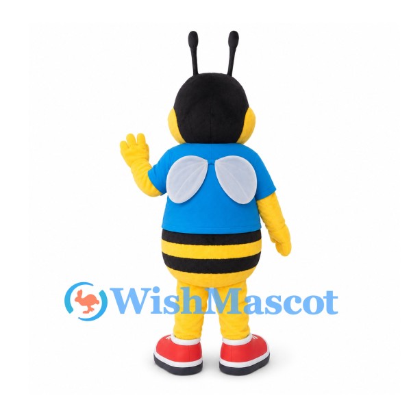 Bee Mascot Costume with Blue Shirt and Red Shoes