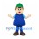 Boy Mascot Costume with Blue Apron and Green Cap