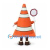 Traffic Cone Mascot Costume in Orange and White with Stop Sign